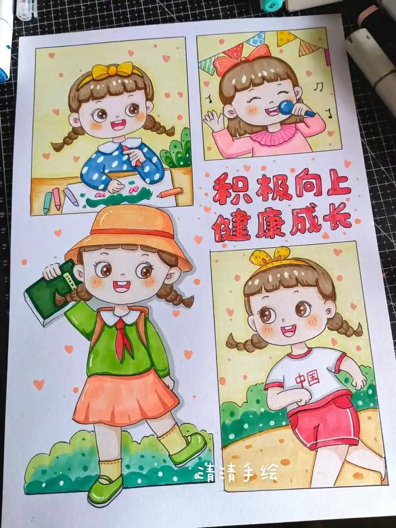 心理健康主题画(定制稿)#马克笔手绘 #儿童画 #画画 #卡 - 抖音