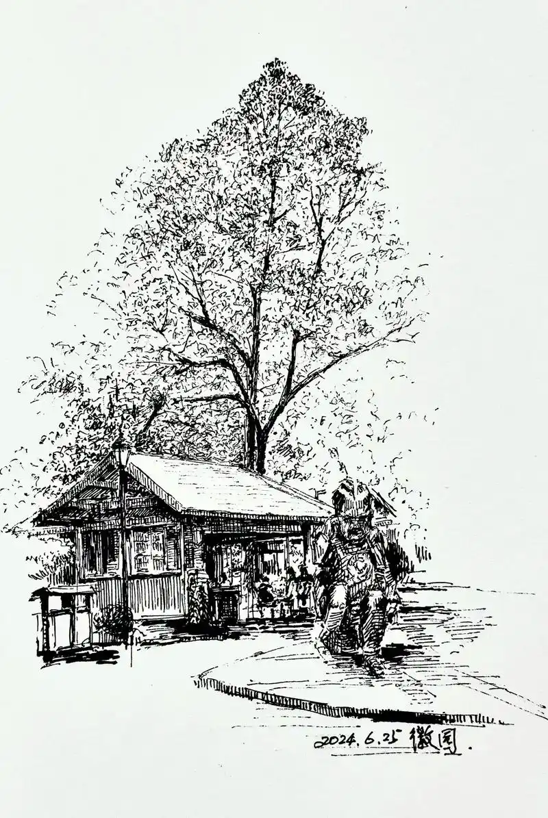 20 24年6月25日速写于合肥市徽园景区. sketching