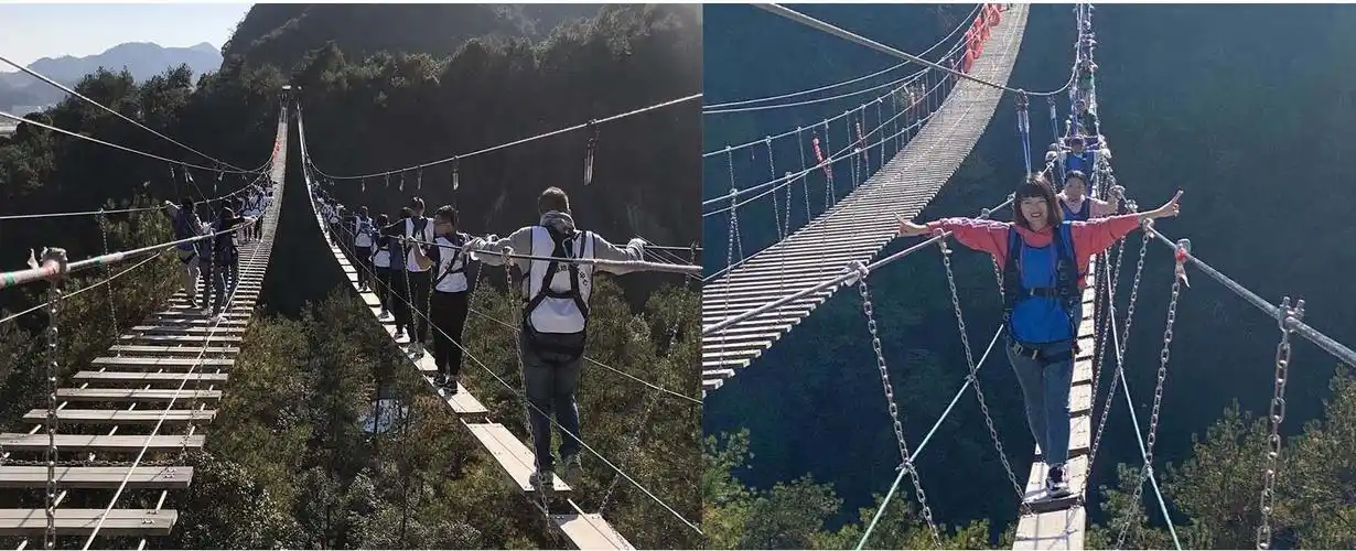 体验真实战场环境下激发出来的勇气,信念与谋略. 高空索桥