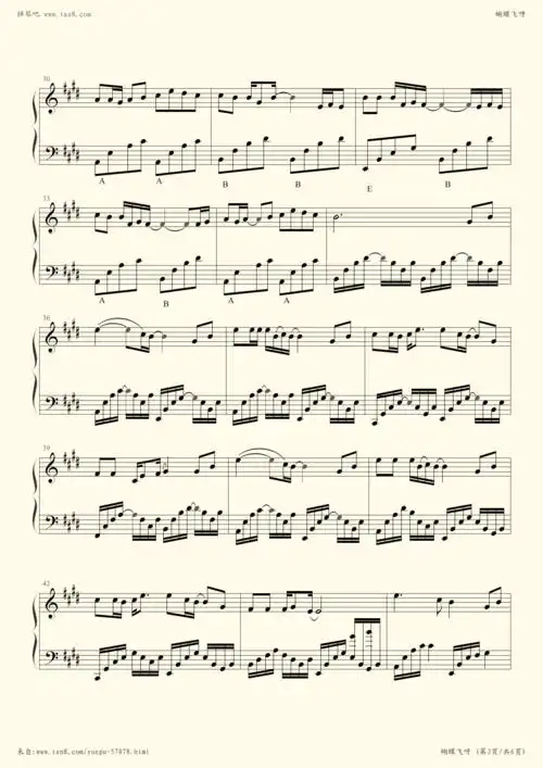 钢琴谱蝴蝶飞呀