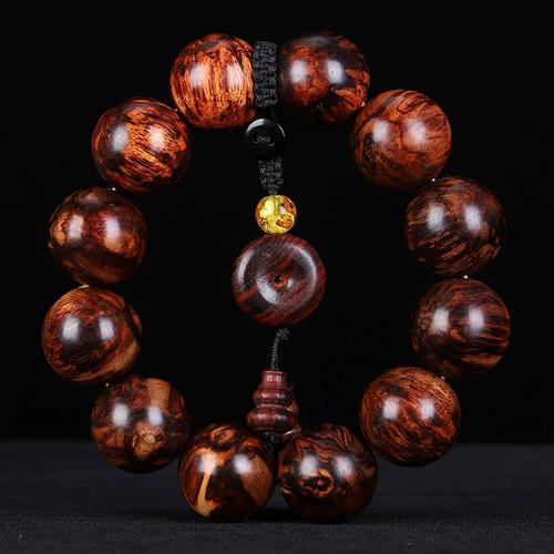 藤香木黄花梨手串烟花纹留疤似海南黄花梨佛珠念珠文玩女手链