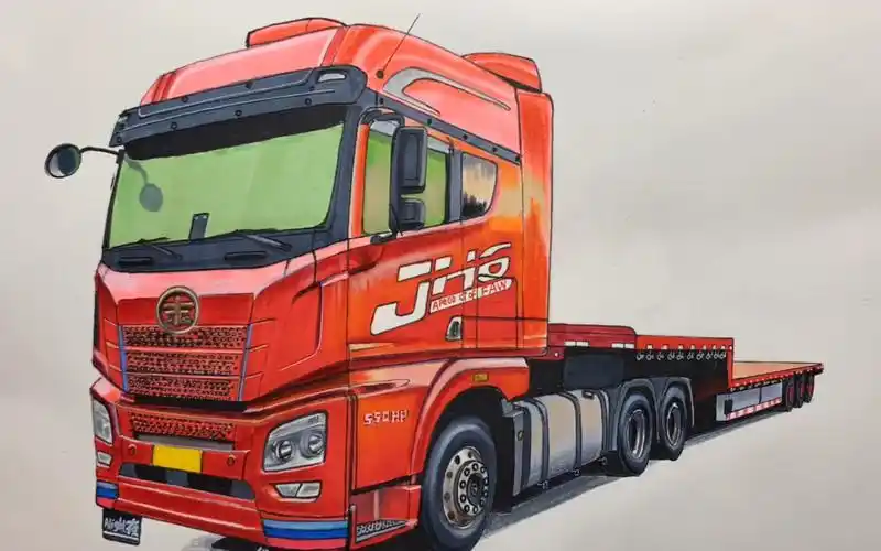 画了一个解放jh6半挂牵引车,谢谢支持