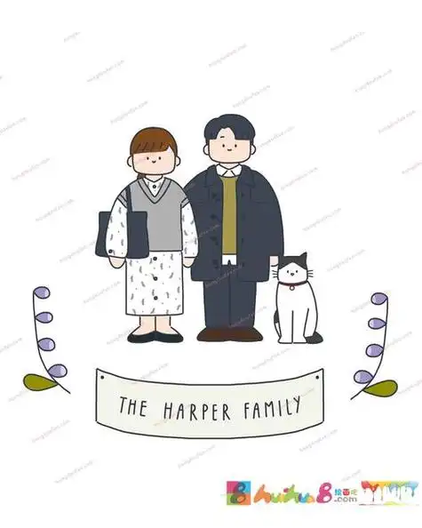 画爸爸妈妈和我简笔画