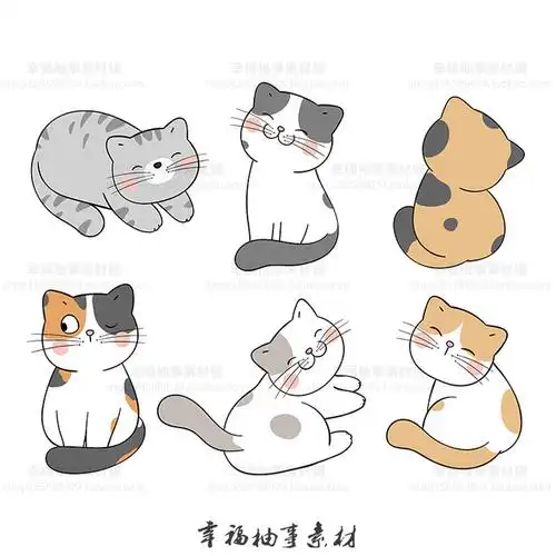 可爱卡通手绘简笔画小猫咪猫星人插画印刷高清图案矢量ai设计素材淘宝
