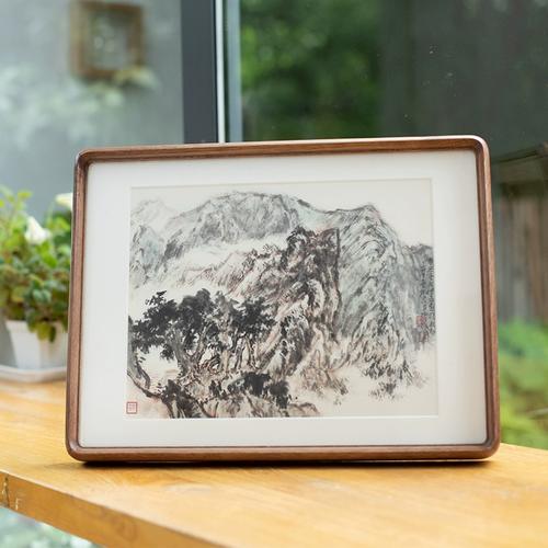 诗匀黑胡桃木相框挂墙摆台实木画框装裱纪念框圆角大尺寸画裱定制