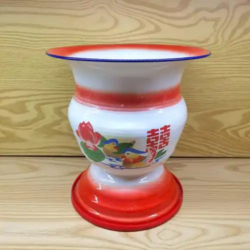 痰盂 搪瓷痰盂 婚庆高脚痰盂 搪瓷桶 老式痰盂 塑料盖子 坐便器