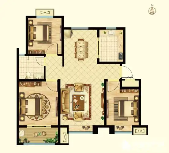 好房子一套就够了董兴花园玥府115㎡三室户型赏析