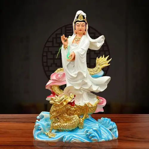 踏龙观音娘娘佛像家用骑龙观音像供奉世音菩萨摆件