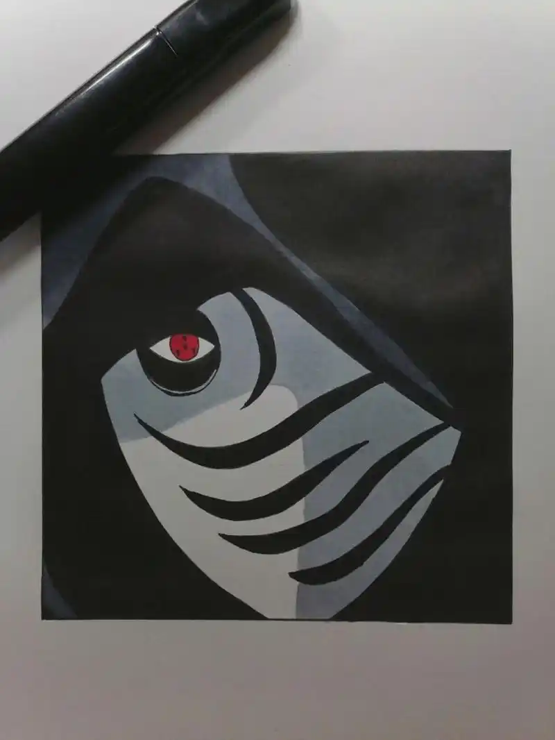 虎纹面具带图教程 #火影忍者# #手绘教程# #带土