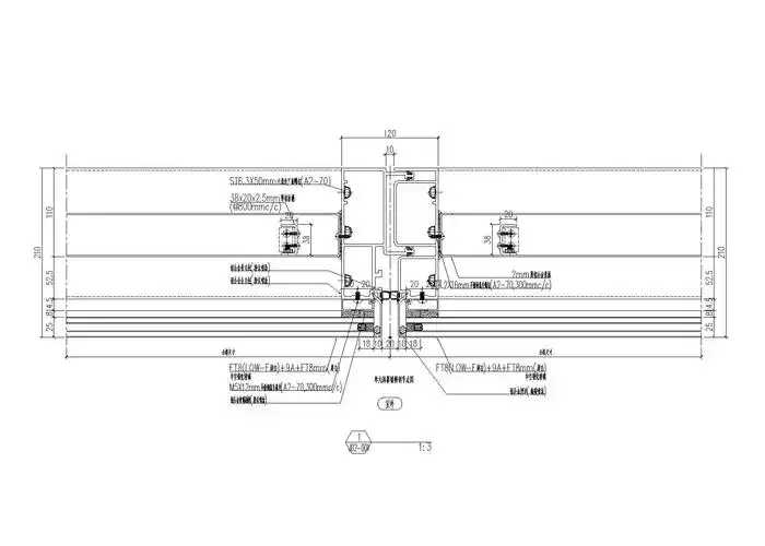 单元体幕墙横剖节点图