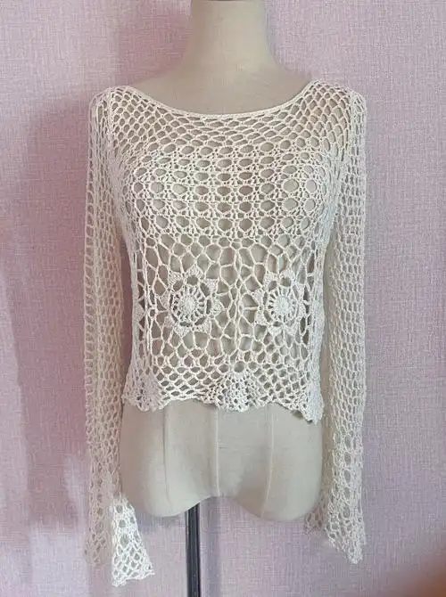 钩针拼花镂空罩衫