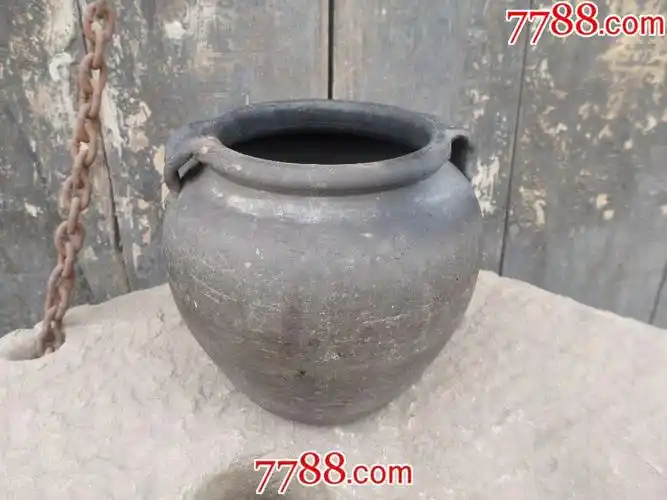 古玩杂项民俗怀旧老物件瓷器陶器老缸瓦罐影视剧道具双系灰陶罐子_灰