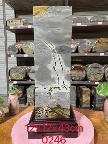 天然原石摆件广西国画石四方柱四方来财奇石办公室客厅靠山石观赏