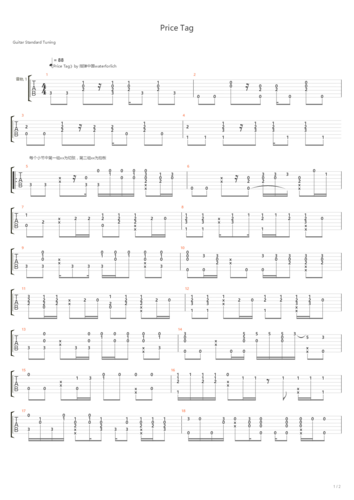 price tag吉他谱