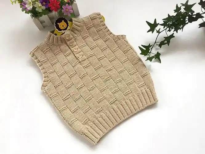 棒针明月艺术竹韵马甲背心男孩前开毛衣毛线diy编织材料包