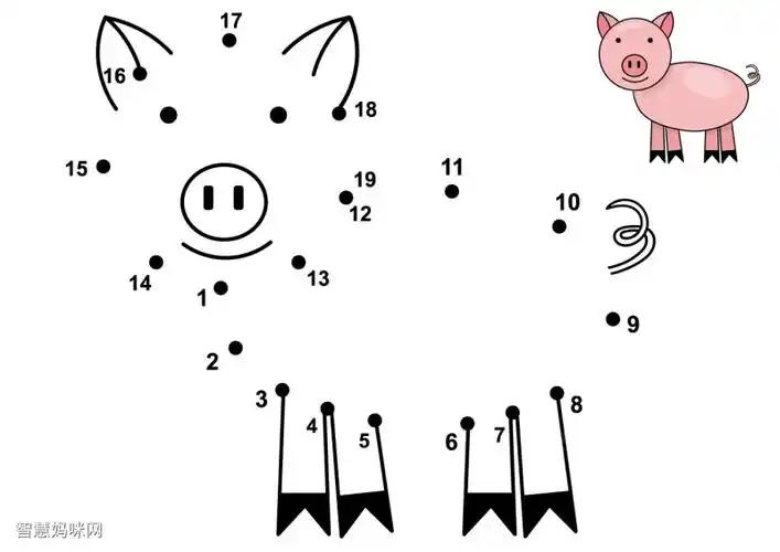 小猪连线画图片素材