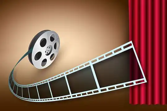 电影院宣传海报背景素材jpg可爱彩色电影院门票海报展板水彩背景素材