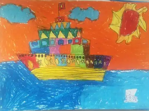 松山四小一年二班油画棒作品之各种各样的船