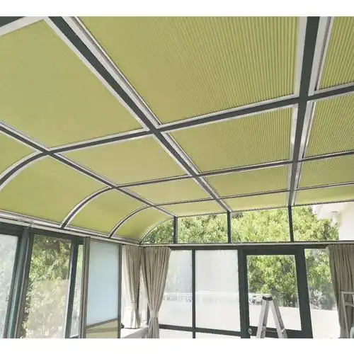 阳光房遮阳顶帘天棚帘玻璃房顶天幕篷天窗全遮光电动蜂巢帘厂家