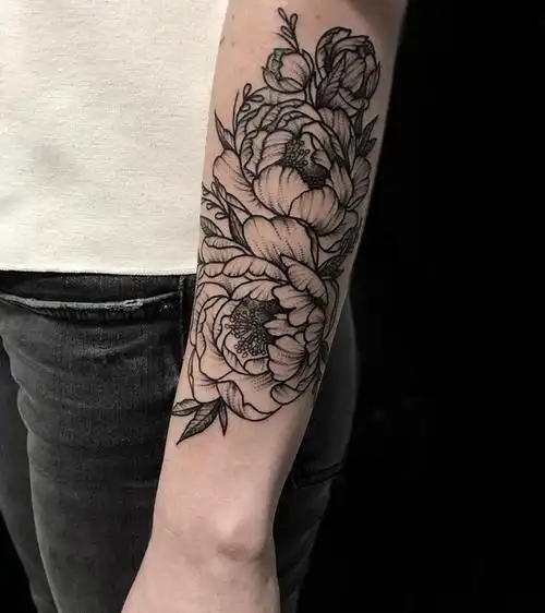 牡丹纹身图案手臂,牡丹纹身手稿手臂-图片大观-奇异网