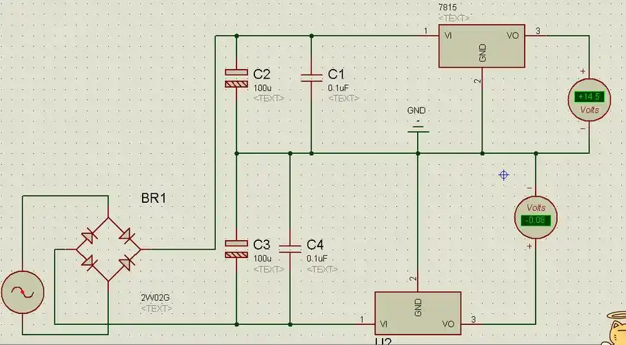 输入是18v50hz为什么, 下面的7815输出这么低啊