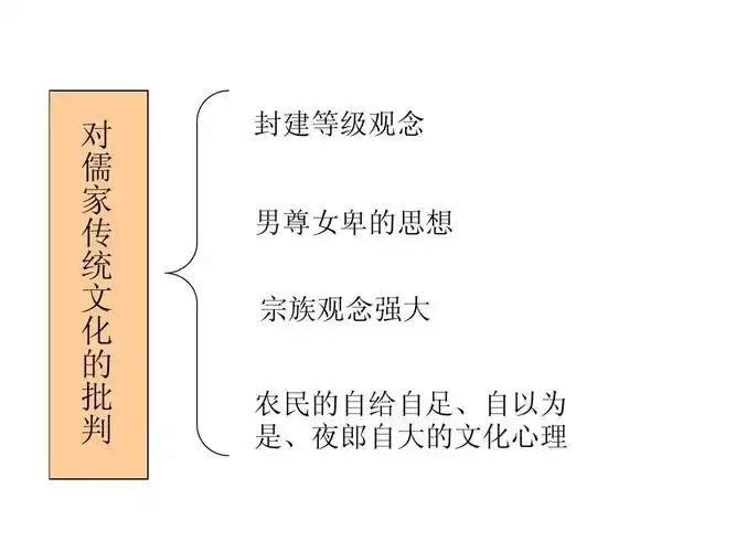 对 儒 家 传 统 文 化 的 批 判 封建等级观念 男尊女卑的思想 观念
