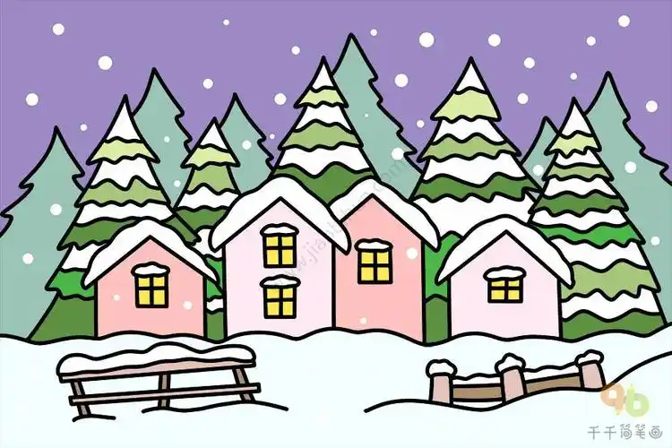 狗舍简笔画怎么画雪房子的简笔画怎么画山水雪景房屋简笔画