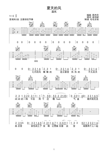 夏天的风 温岚 完美弹唱版 毛毛吉他d调六线吉他谱-虫虫吉他谱免费