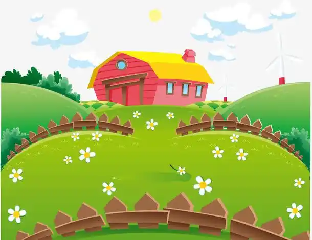 卡通郊外农场矢量图