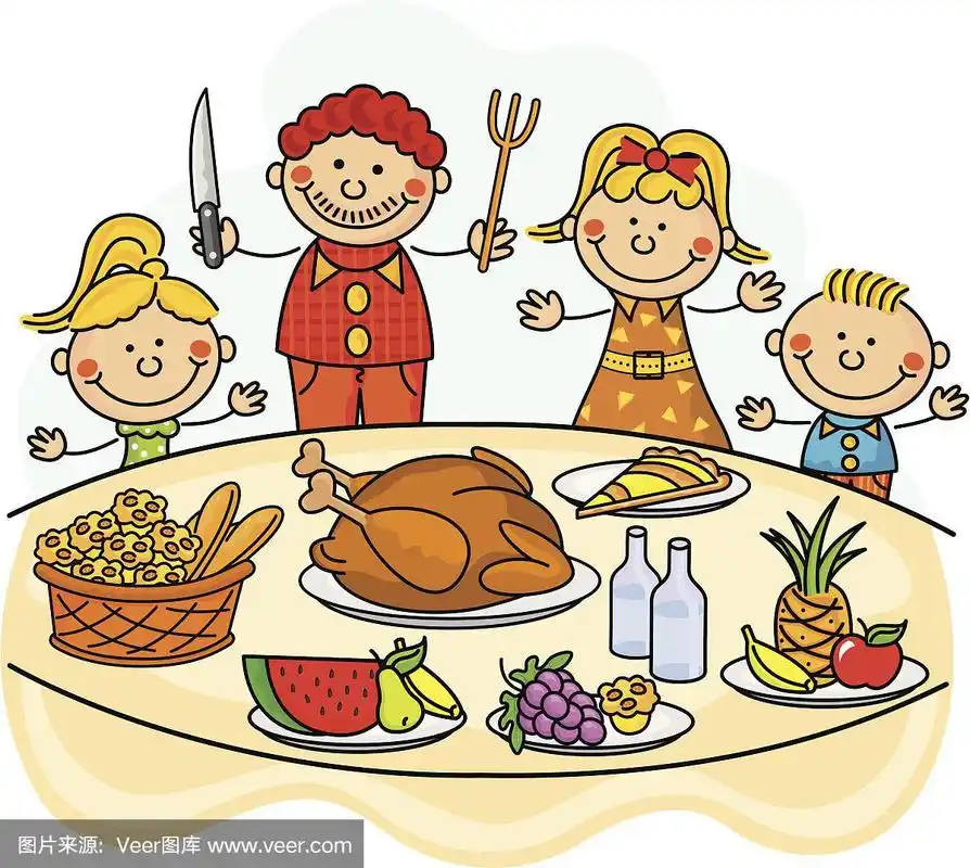 感恩节晚餐的孩子