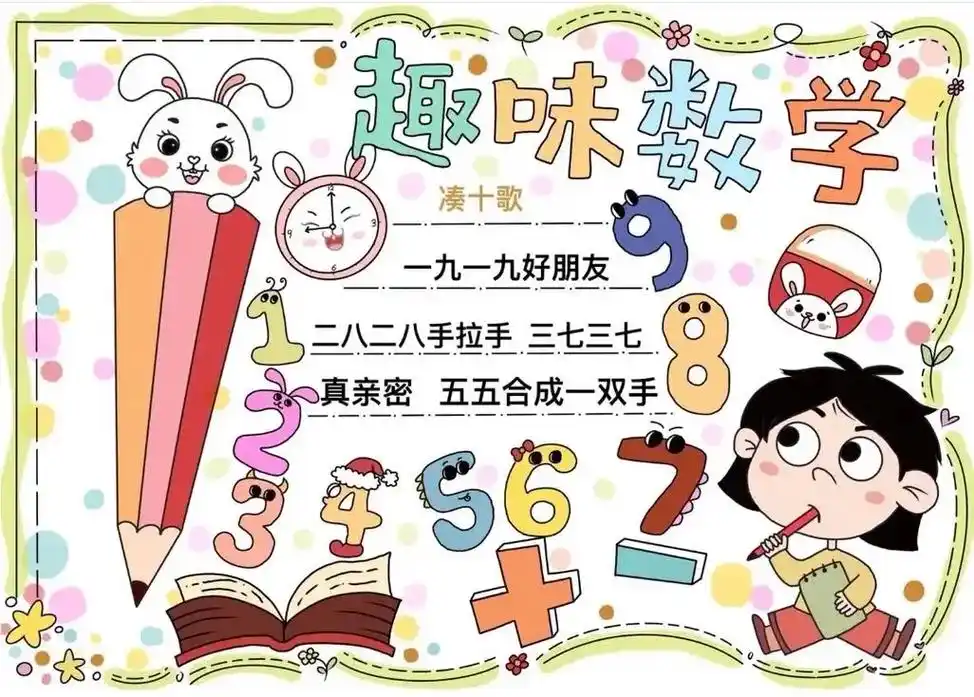 数学主题手抄报 #简笔画 #生活中的数学 #数 - 抖音