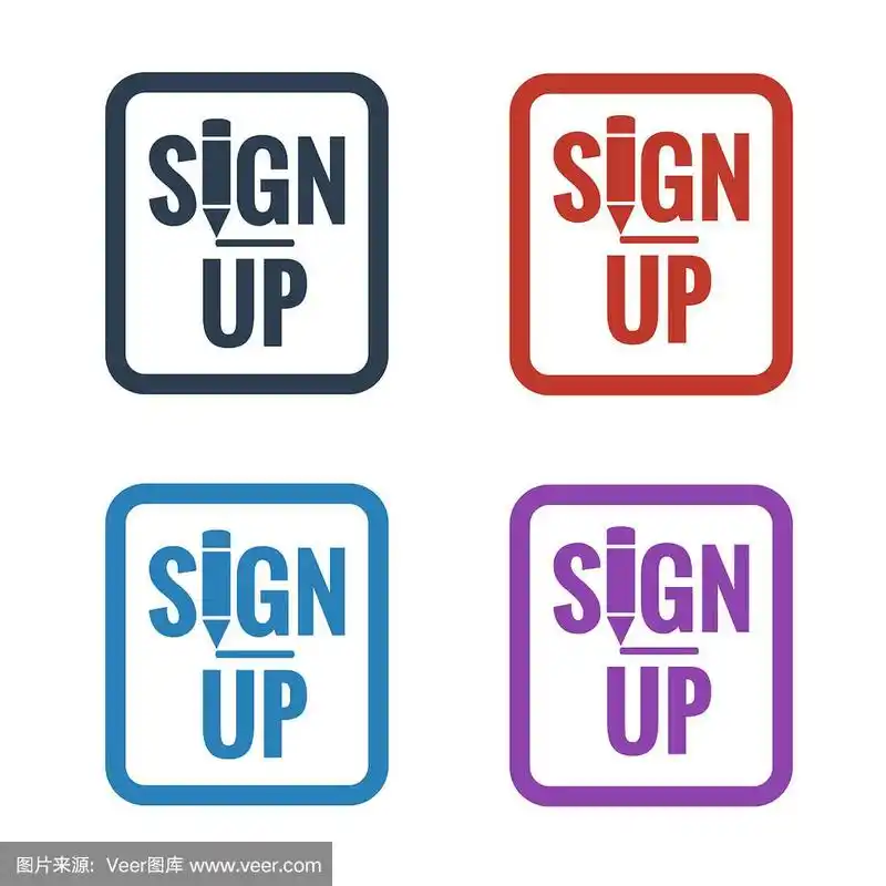 sign up buttons on white background.