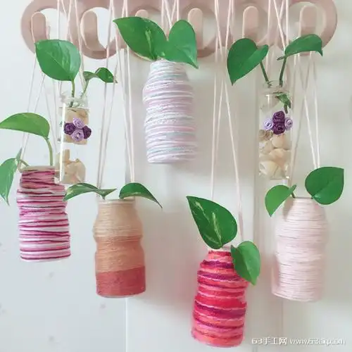 小瓶子diy风铃一样的绿植挂饰