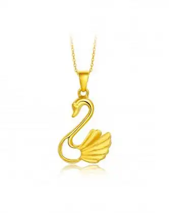 周大福天鹅足金黄金吊坠计价