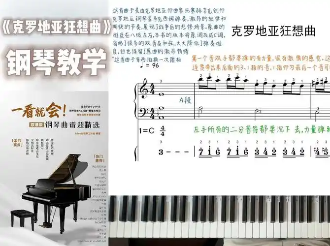 《克罗地亚狂想曲》钢琴保姆级完整教学(b站小课堂)