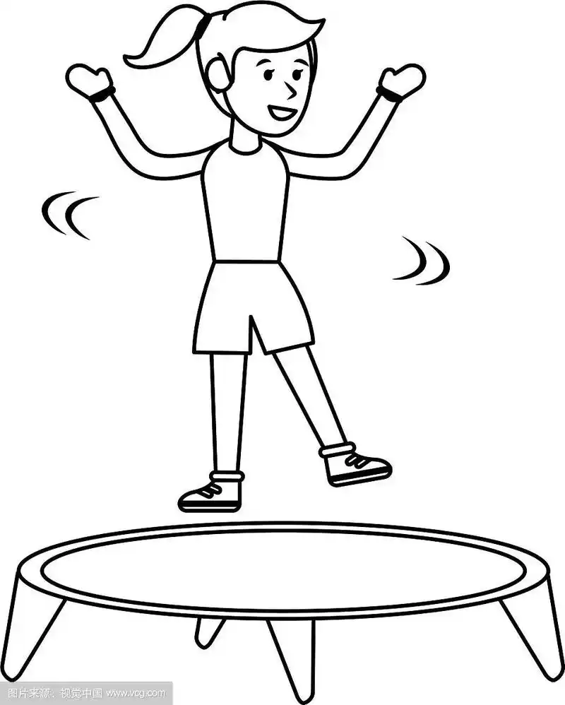 运动员在蹦床上跳黑白