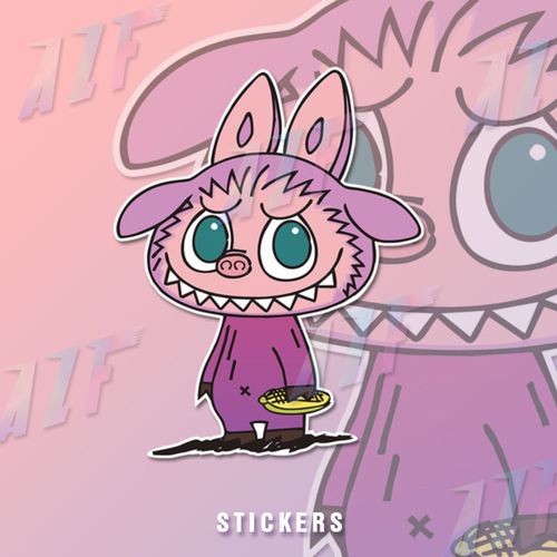 labubu拉布布汽车装饰贴纸画泡泡玛特摩托车身贴可爱卡通划痕遮挡