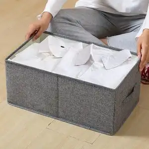 布艺收纳箱 布艺棉麻抽屉式可折叠衣柜衣服收纳盒 衣物储物箱批发