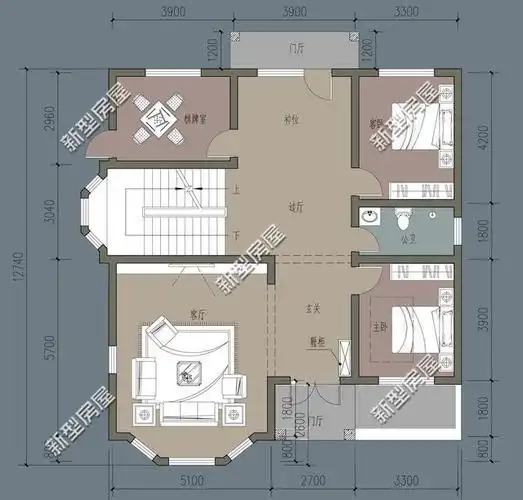农村自建房,进深13米宽11米座北朝南怎么设计?