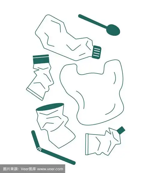 手绘塑料垃圾轮廓.