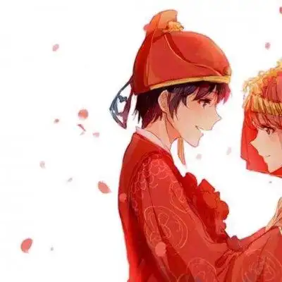霸气红色系情侣头像动漫一对好看红色情头一人一半