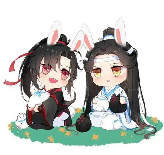 忘羡小q魔道祖师魏无羡蓝忘机忘羡q版同人插画相靠绘画作品忘羡头像