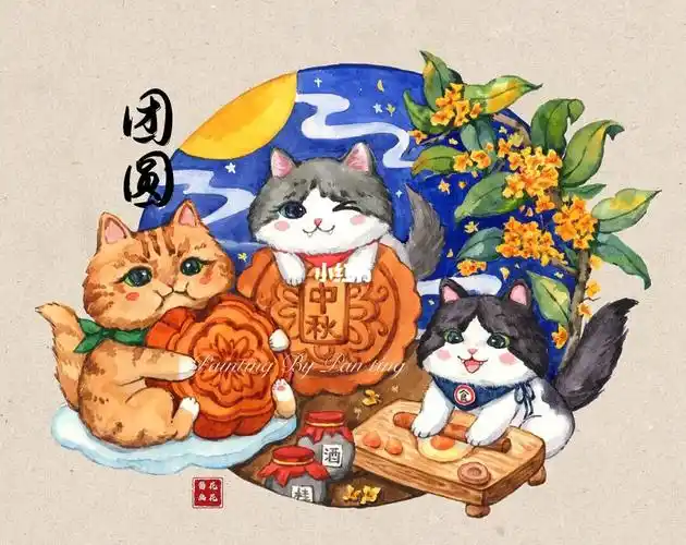 水彩手绘中秋节主题04