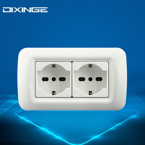 二位德意式插座双联意大利意欧标电源插座德意规接地两位墙壁插座