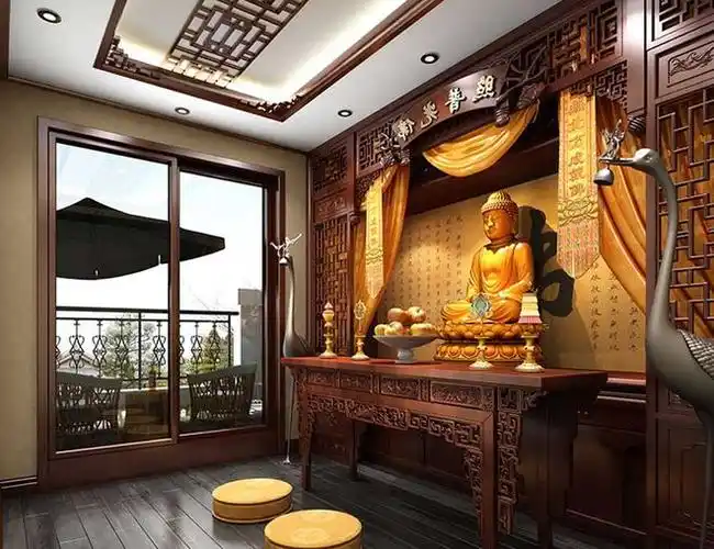 家庭佛堂设计效果图:禅意之境,心灵归宿