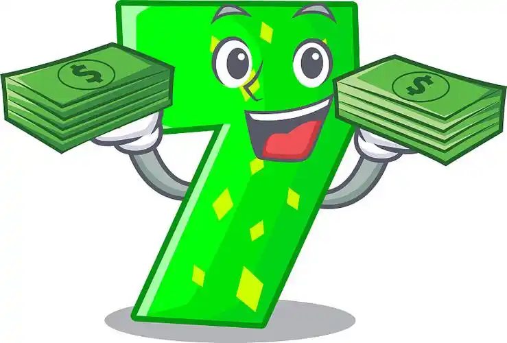 快乐的七号做出胜利的手势