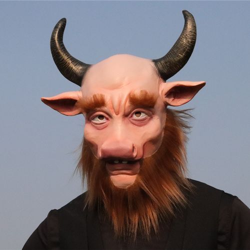 动物头套搞笑牛头马头沙雕网红搞怪牛魔王装扮西游记妖怪面具蹦迪