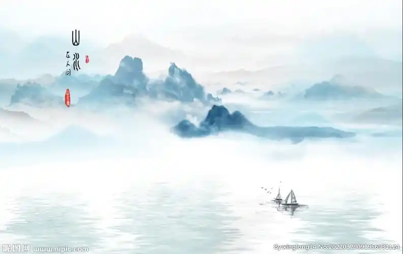 新中式意境水墨山水图片