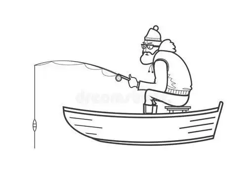 渔夫坐在船上的简笔画