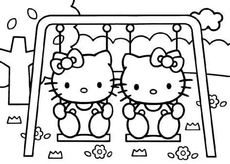 黑白简笔画hellokitty